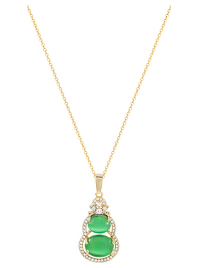 猫眼石葫芦吊坠仿绿玉髓项链女生锁骨链民族风时尚个性饰品百搭