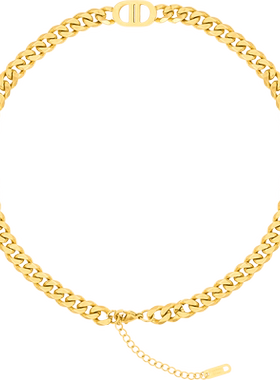 古巴链女式项链女潮牌嘻哈锁骨链街头个性毛衣链欧美锁骨链猪鼻子