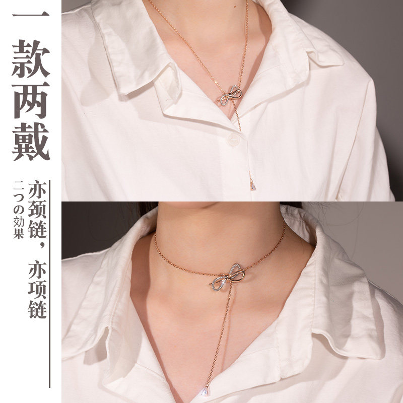 bow Necklace Clavicle chain Adjustment length Korean Edition Simplicity personality Drop Pendant rose Gold Jewelryin the Accessories/Fashion Jewelry, Necklace  category - from Buy2taobao.com to provide professional Taobao agent buy service