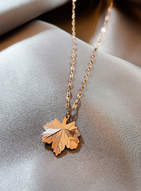 枫叶项链2020年新款女钛钢嘻哈风ins冷淡风锁骨链潮网红简约气质