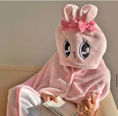 韩国正品代购 Estherbunny粉兔 兔子白兔收纳包化妆包梳鏡子毛毯