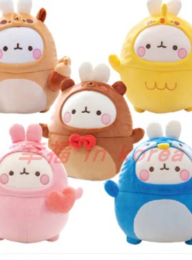韩国代购 molang/土豆兔毛绒靠垫抱枕玩偶可爱毛绒娃娃礼物