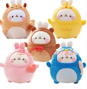 韩国代购 molang/土豆兔毛绒靠垫抱枕玩偶可爱毛绒娃娃礼物