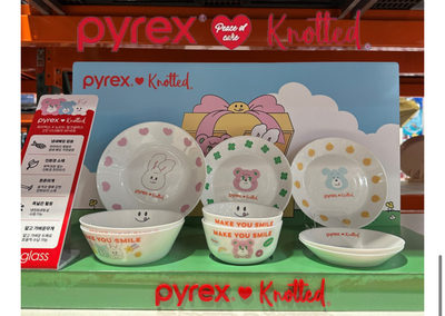 韩国代购正品 Pyrex cafe knotted 牛奶玻璃圆碟饭碗汤碗套裝單品