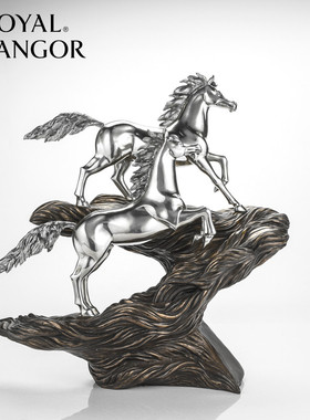 马来西亚皇家雪兰莪royal selangor双马雕像锡制桌面摆件马到成功