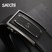 裤 沙驰皮带男真皮商务时尚 正品 带光面休闲简约牛皮青年自动扣腰带