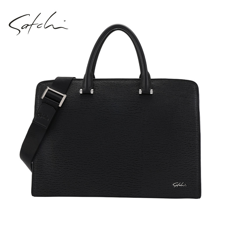 沙驰男包真皮大容量商务手提包