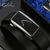 带高端大气海豹皮不锈钢正品 沙驰皮带男真皮商务时尚 自动扣裤 腰带