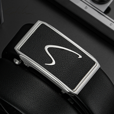 沙驰商务休闲头层牛皮内穿式皮带男时尚自动扣真皮腰带2025新款