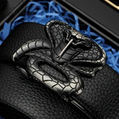 带休闲个性 沙驰皮带男真皮潮流时尚 裤 青年纯牛皮眼镜蛇自动扣腰带