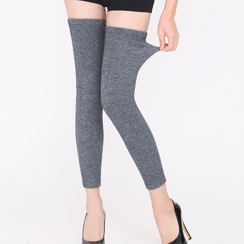 羊绒护膝保暖老寒腿秋冬中老年男女士加厚加长过膝盖羊毛护腿袜套