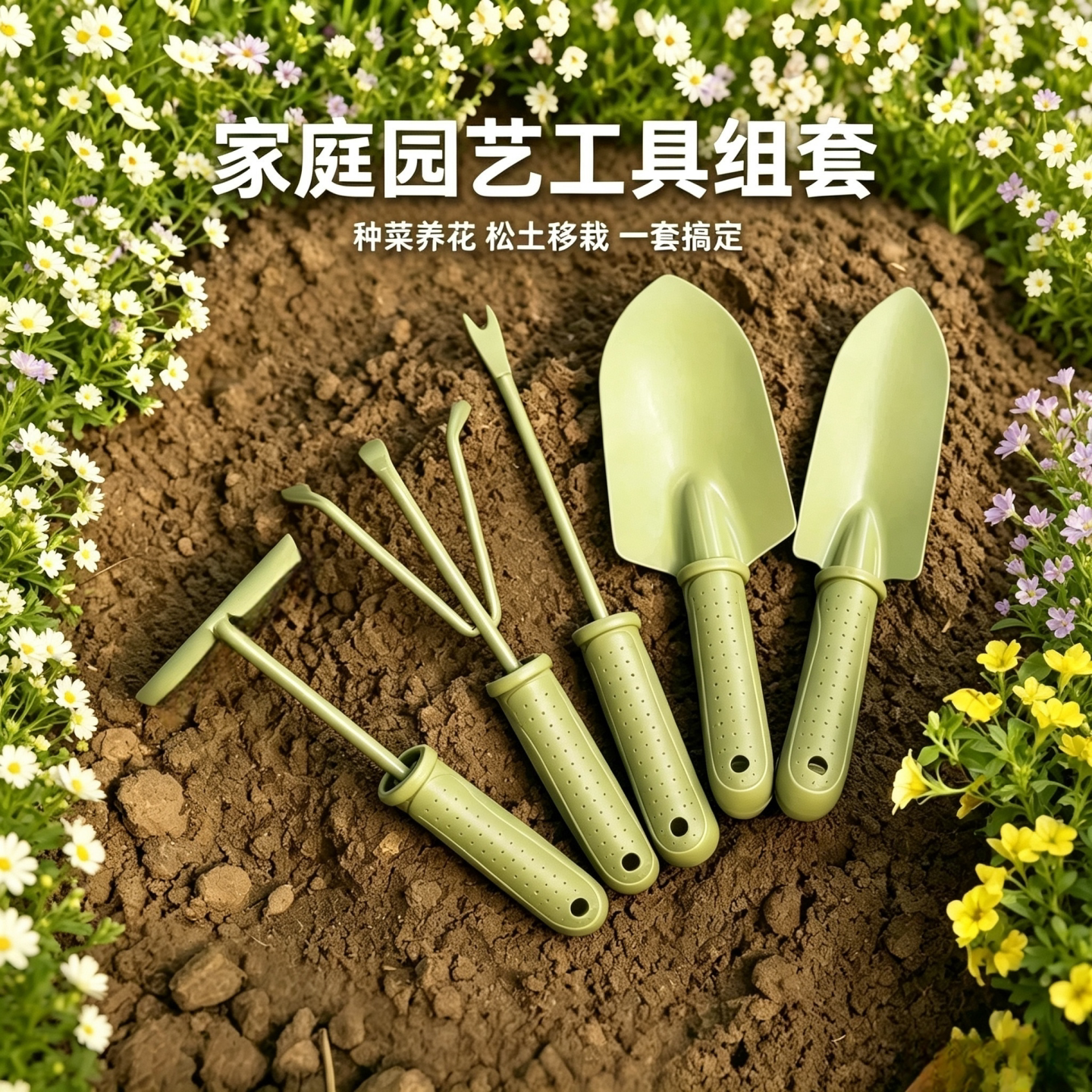 沃施园艺家用种花铲子阳台养花种菜室内盆栽多肉种植铲耙锄工具