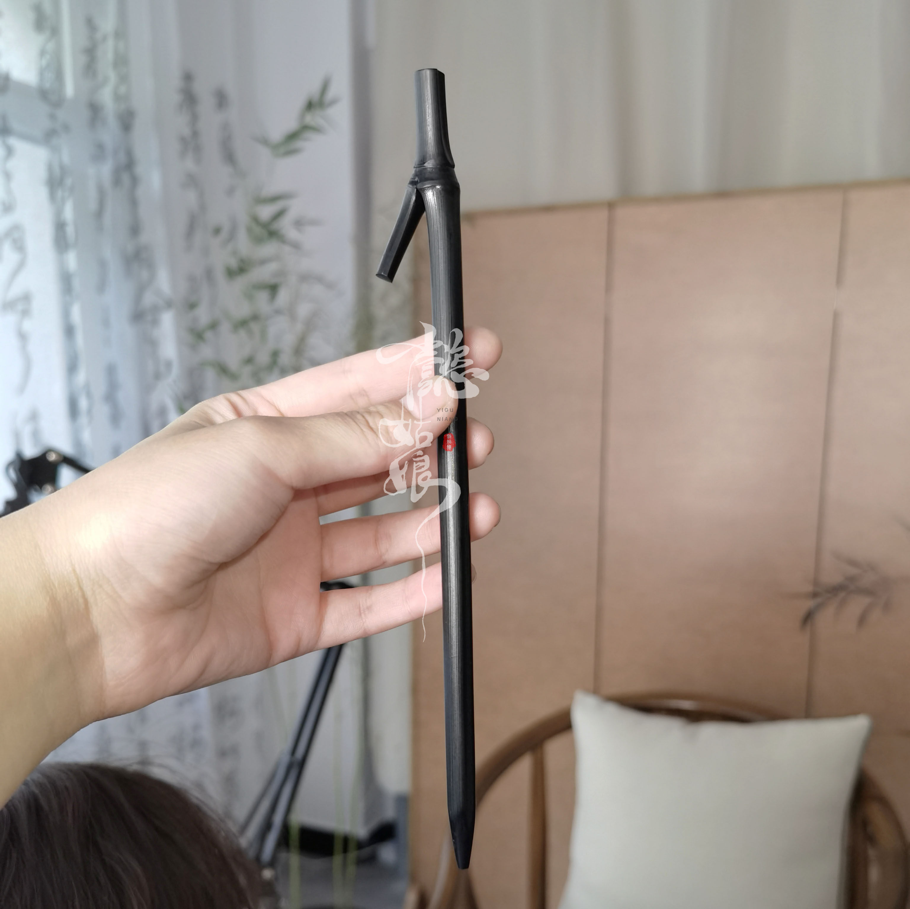 实心竹簪古风发簪懿姑娘手作碳化竹枝竹簪绒花缠花主体纯手工diy