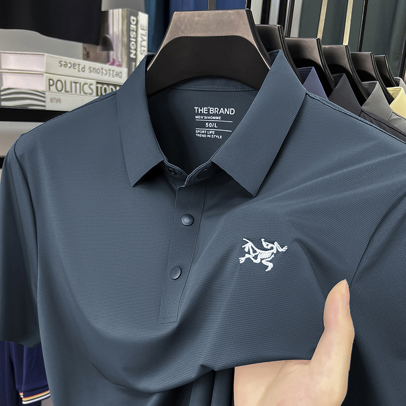 奥特莱斯刺绣男士短袖翻领POLO衫夏季透气冰丝运动风中年户外半袖