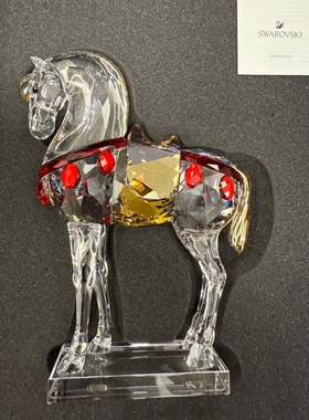 香港全新正品水晶唐马摆件战马 限量版唐三彩