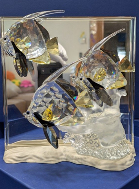 香港专柜正品水晶双鱼动物雕塑摆件家居摆件全新正品