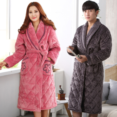 加长款冬季大码夹棉保暖男士睡袍