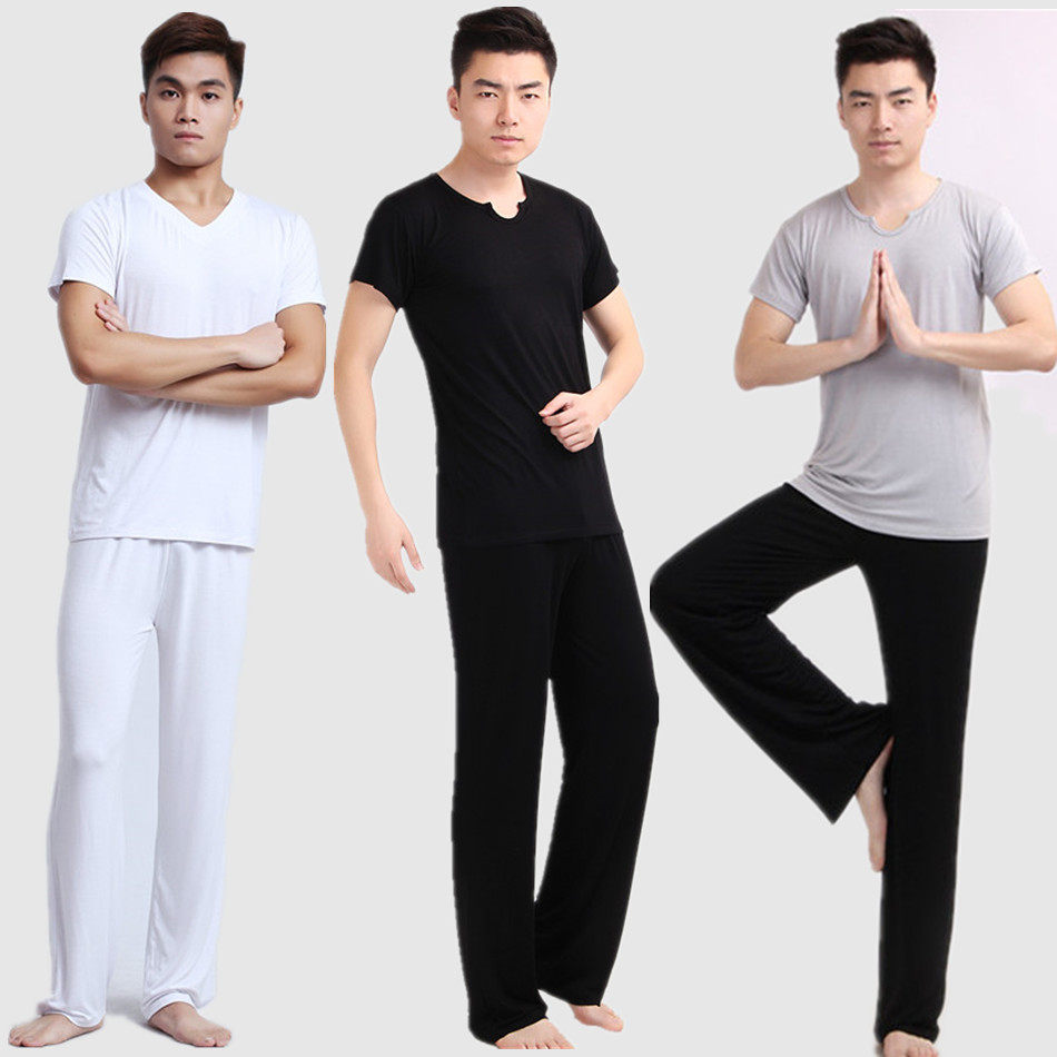 新款春夏长短袖男式瑜伽服套装 练功健身服晨练太极运动服舞蹈服