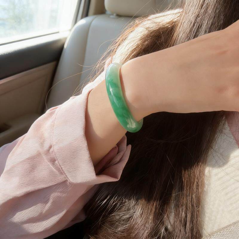 “婉润承仪”翡翠手镯女款缅甸冰种紫罗兰真玉镯子送老婆处理