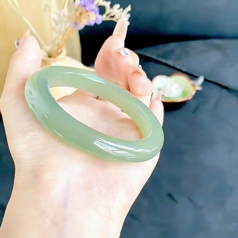 “瑜辉沐玉”糯种翡翠玉手镯子正品真玉原气质百搭叠戴处理