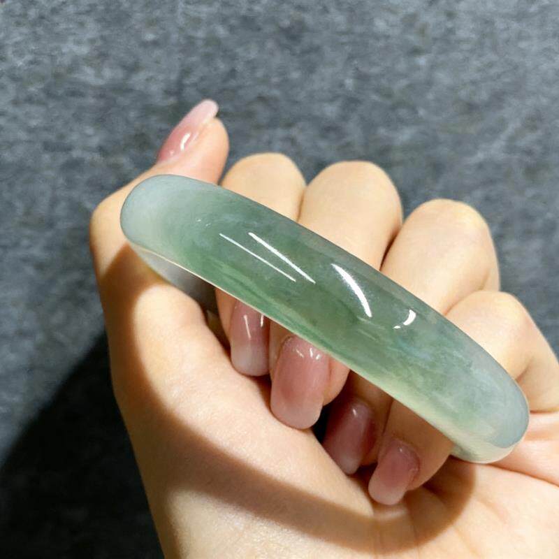 “暗香浮动”糯冰种翡翠手镯玉镯子女款真石纯色生日送女友处理
