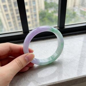 “云渡寒溪”高端缅甸翡翠手镯玉手镯子女款半山半水真玉石处理