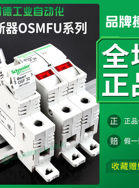 施耐德OSMFU132/232熔断器1P导轨安装2p带灯底座3p熔芯可换690V