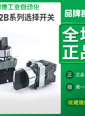 施耐德选择开关三档二挡XB2-BD33C/XB2BD21C旋钮转换自锁启动22mm