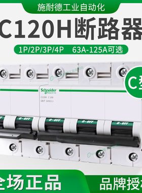 施耐德小型断路器C120H空气开关C型A9N19803电流63A 1p 2p 3p 4p