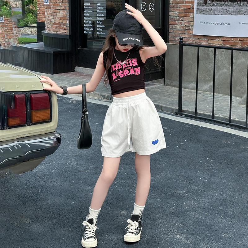 女童套装夏季2025新款女孩大童时髦网红背心儿童洋气运动短裤