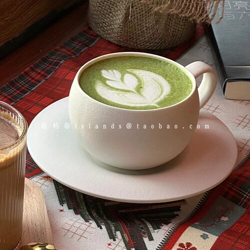 高级感磨砂石纹咖啡杯碟