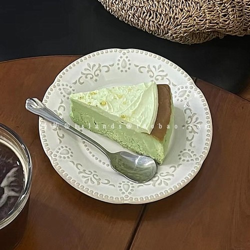 法式圆形陶瓷珠点浮雕盘