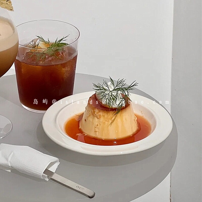 ins韩风白色圆形陶瓷甜品盘
