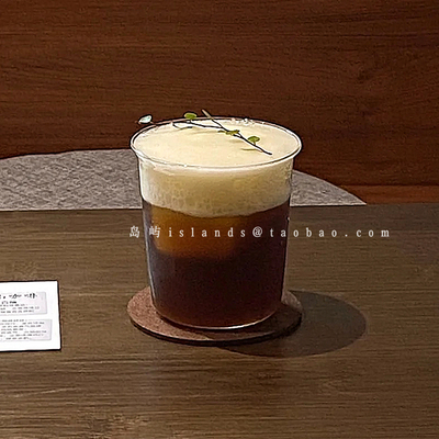 法式ins风扩口透明玻璃咖啡杯