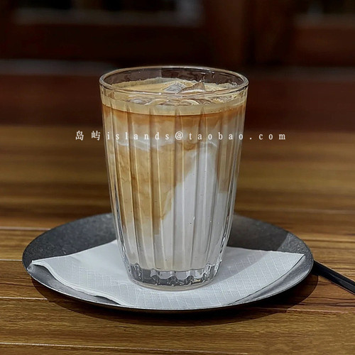 简约玻璃竖条纹美式咖啡杯
