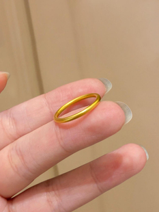 戒指圈的神!磨砂实心简约仿真黄金传承戒指不掉色情侣亮晶晶食指