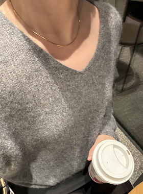 秋冬适配细金链子!精致大气小小蛇骨项链流动灵逸感可挂吊坠毛衣