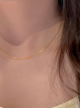 超绝细闪素链!超显脖子细万能百搭可挂吊坠仿真黄金裸链细项链款