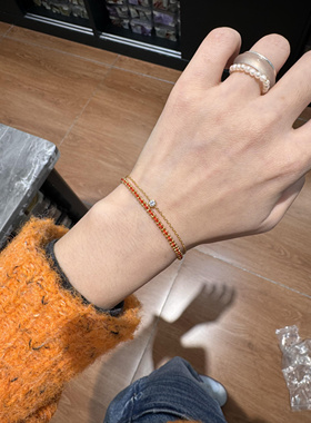 双层红绳小钻手链轻奢精致大方立体感本命年手饰品不掉色礼物生日