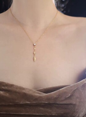 礼服百搭锆石菱形项链不褪色