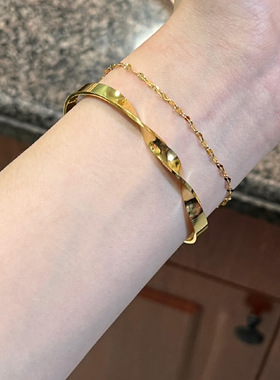 不掉色金色几何莫比斯环手链