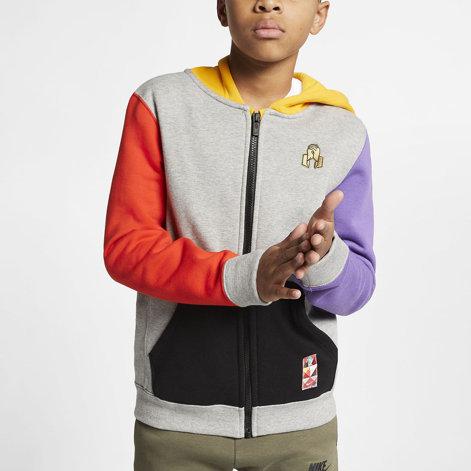 Nike/耐克正品大童欧文春节限定己亥百家衣连帽运动外套CD6293