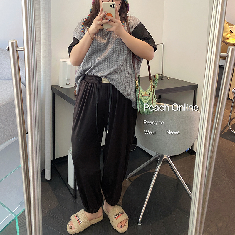 百搭休闲软糯亲肤运动束脚裤胖mm