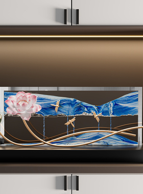 好运连连流沙画摆件高档客厅书房电视柜办公室装饰乔迁新居礼品