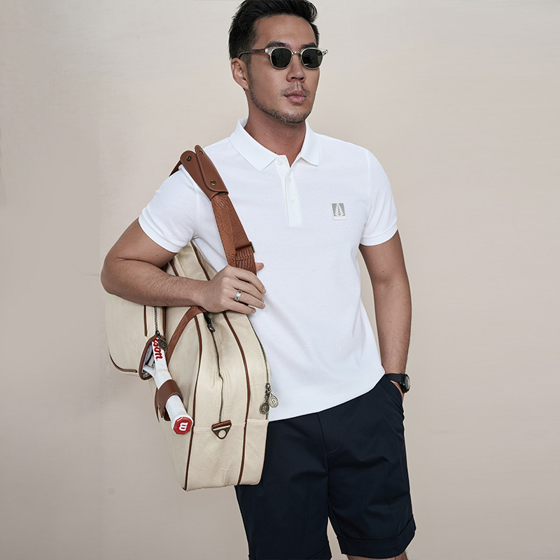 thumbnail for [Light Sports Pima Cotton Pique POLO] 2025 Summer New Men's Commuting Versatile Casual Long Stand Cotton T-Shirt