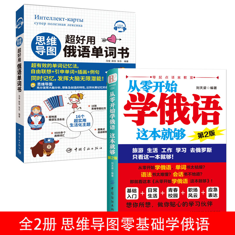 正版从零开始学俄语这本就够+思维导图超好用俄语单词书 实用俄语入