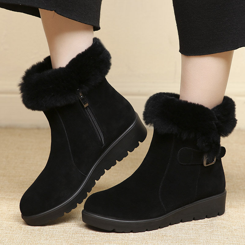 中年女式短靴中老年皮鞋妈妈大棉鞋东北防寒棉靴平底雪地靴孕妇鞋,女鞋,时尚雪地靴,淘宝优惠券,粉丝福利购,淘宝优惠卷