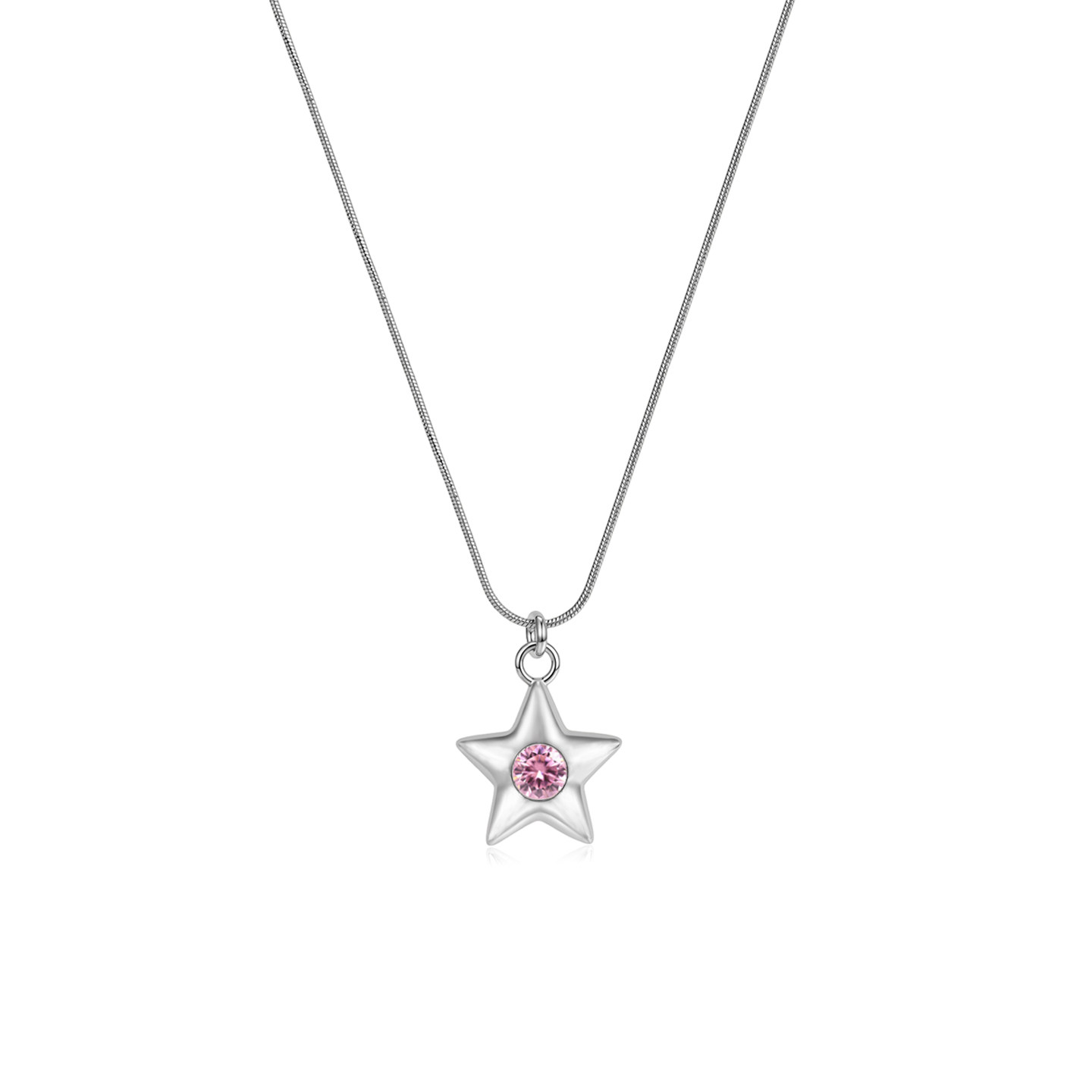 "Lucky Star" 幸运星星 银色粉钻甜酷辣妹锁骨链 Y2K复古美式百搭