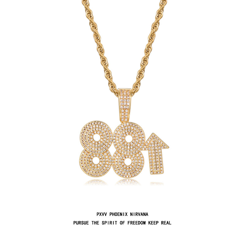 88rising 镶钻嘻哈项链吊坠 原创款 七哥 rich brian 马思唯