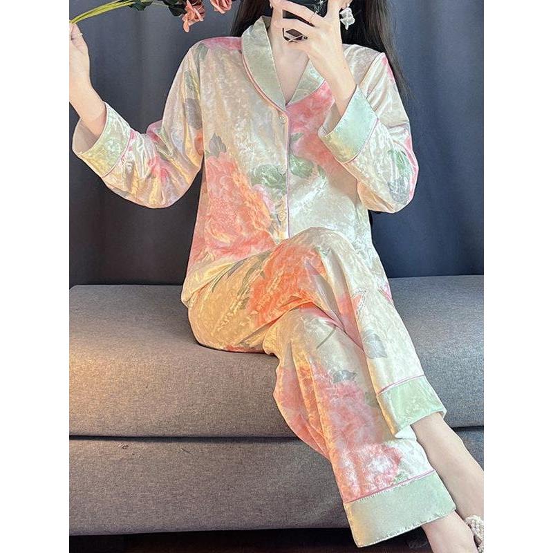 2025新款轻奢金丝绒睡衣女春睡衣/家居服套装